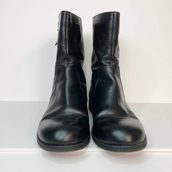 Nine West Black Leather Moto Style Biker Boots Women's Size 8M Buckle Zipper - Picture 8 of 16